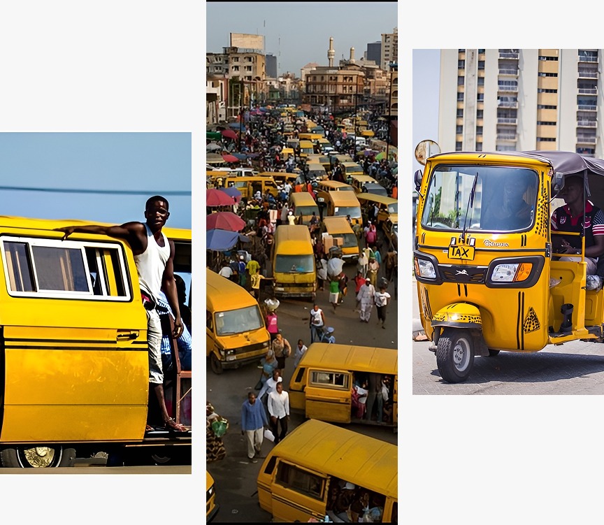 Commercial bus on a Nigerian road